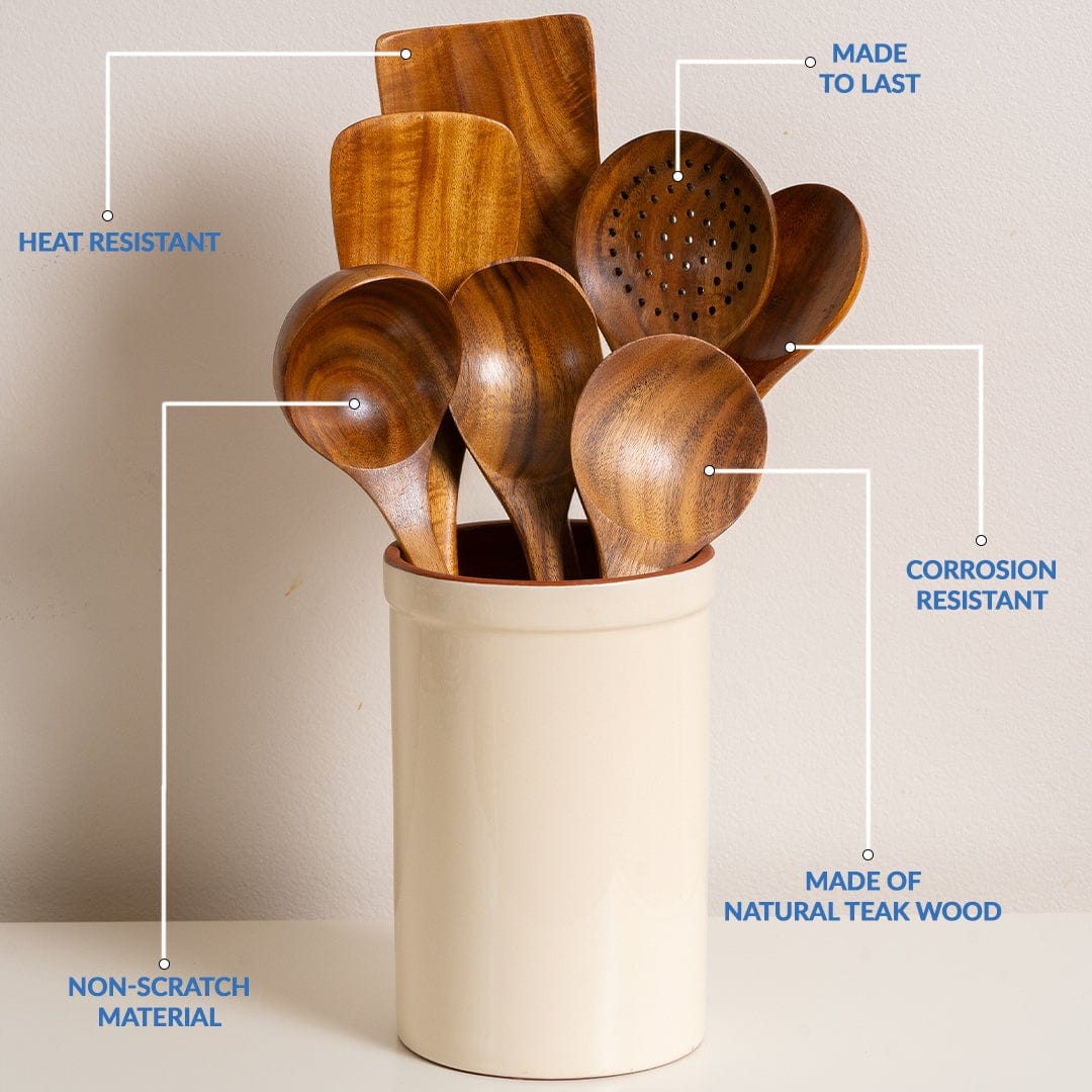 Teak Wooden Utensil Set - The Healthier Alternative